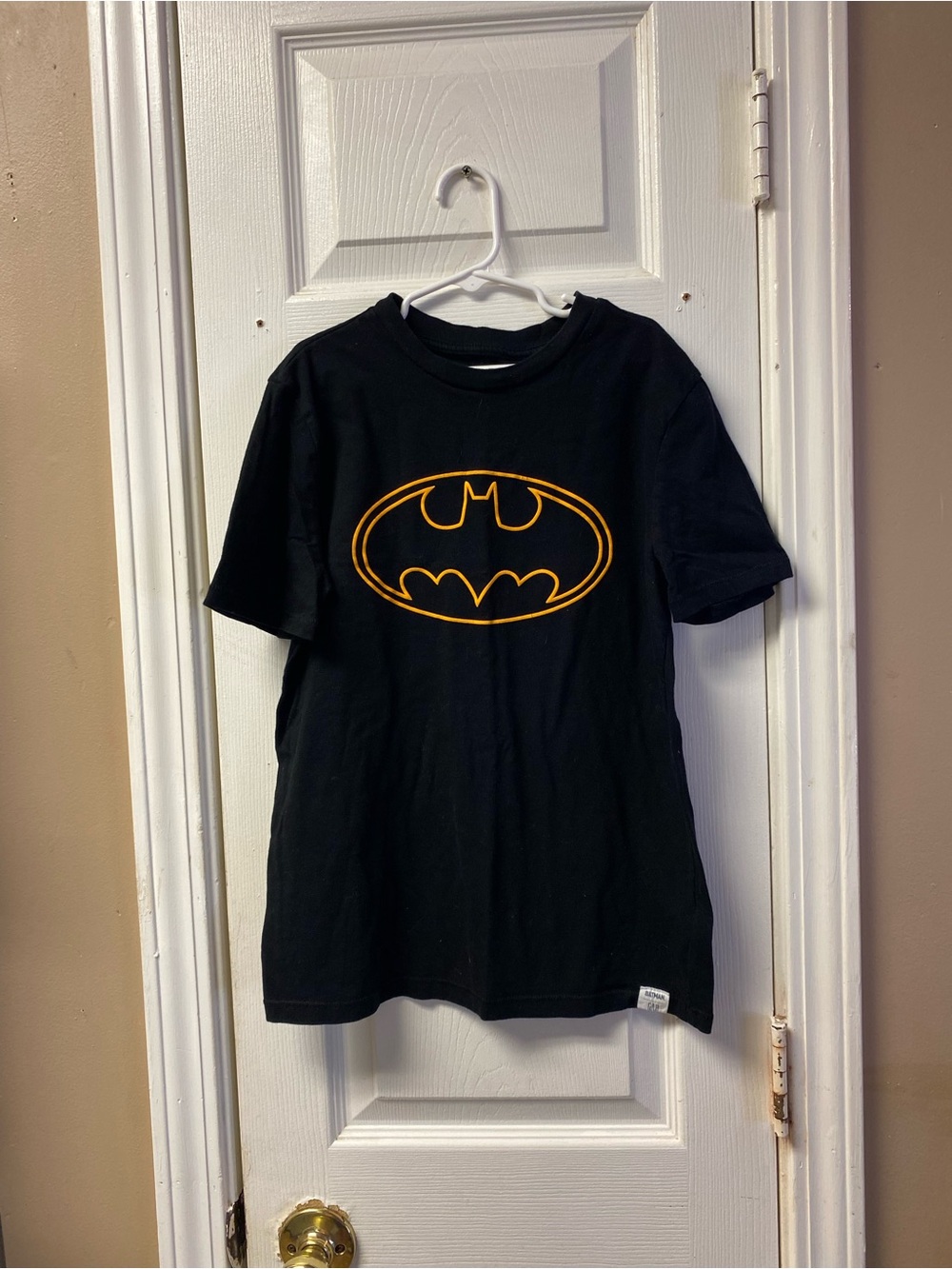 GAP Black Short Sleeve T-Shirt with Yellow Batman Emblem